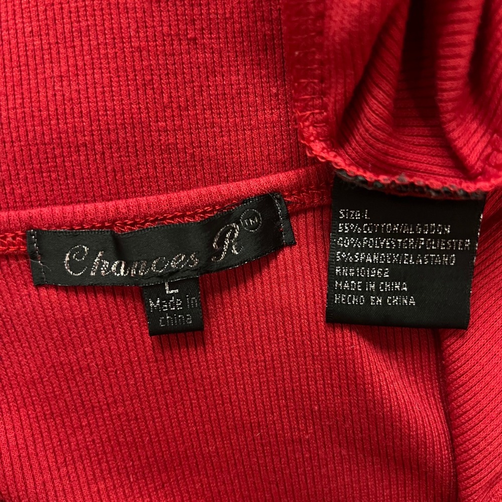 Chances R Red Sequin Embellished Ribbed Stretch Knit Scoop Neck Tank Top Large - Picture 7 of 8